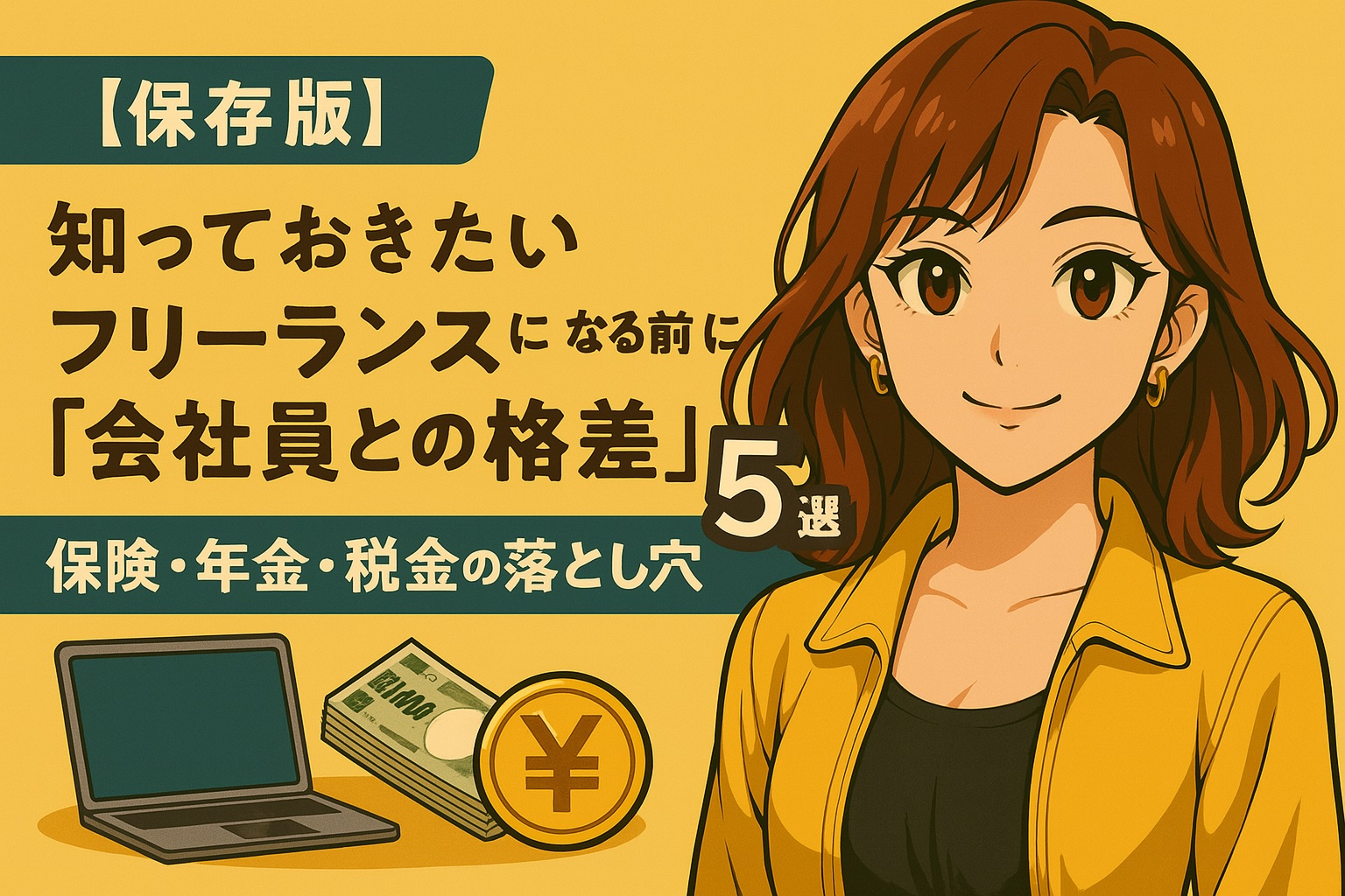 【保存版】フリーランスになる前に知っておきたい「会社員との格差」5選|保険・年金・税金の落とし穴